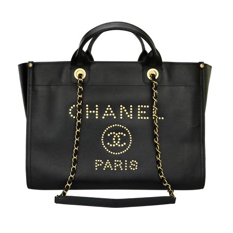 chanel caviar medium studded deauville tote black|Chanel Tote Bags .